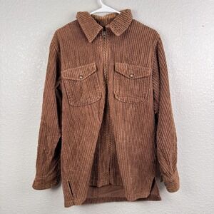 Laura Gayle Jacket Womens Small Brown Corduroy Zip Front Shacket Chest Pockets